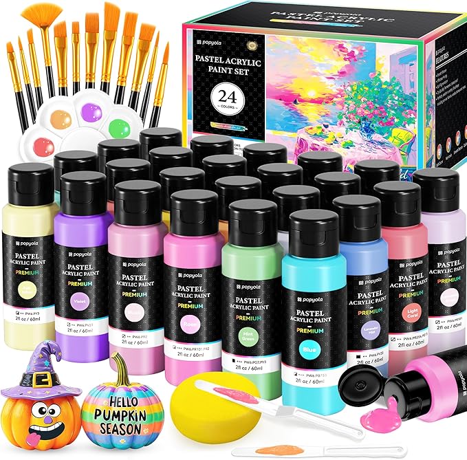 40 PCS Pastel Acrylic Paint Set by POPYOLA