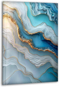 My Photostation.com 27Wx43H'' Turquoise and Blue Alcohol ink Glass Wall Art by MyPhotostation