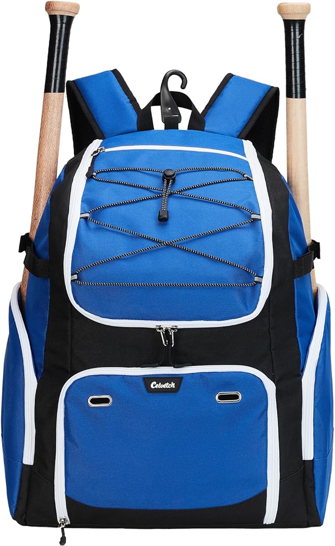 Baseball Backpack for Adult Large Capacity Softball Bat Bag with Shoe Compartment & Wet Pocket Baseball Bag with Fence Hook for 4 Bats & Equipment