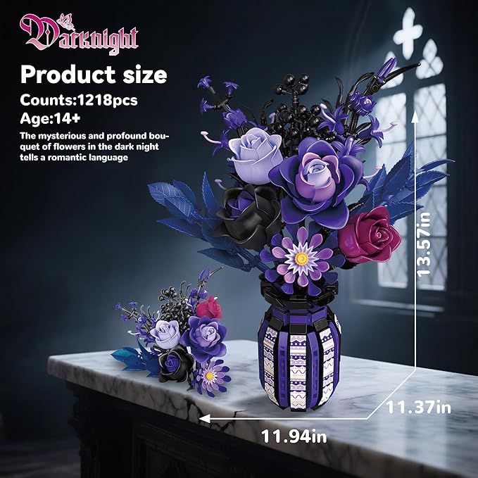 Flowers Bouquet Building Set Roses Purple Compatible - Image 2
