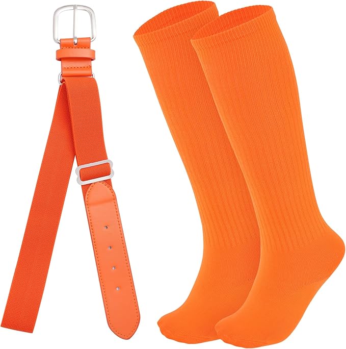 Dxhycc Youth Baseball Socks and Belt Combo Set Softball Baseball Socks and Elastic Waist Belt for Youth Boys Girls