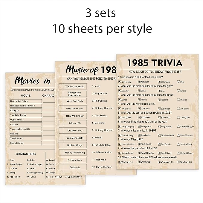 40th Birthday Party Games, Born in 1985 Games Bundle, Birthday Party Supplies - Image 4