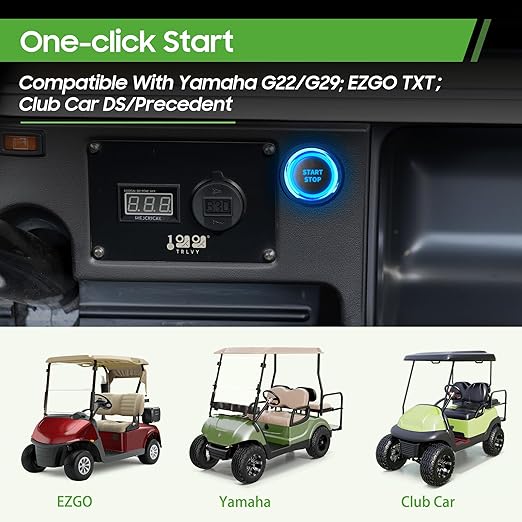 10L0L Golf Cart One-Click Start Ignition Switch Compatible with 20-72V Yamaha G22 / G29, Club Car DS/Precedent, EZGO TXT Models, Remote Keyless Access Golf Accessories