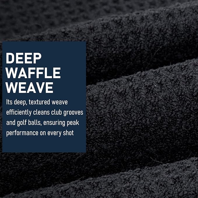 Magnetic Golf Towel 16x24 Ultra Absorbent Waffle Microfiber, Strong Magnet for Cart Clubs, Spot-Clean Design Golf Accessories Gifts for Men(Black+Grey Edge)