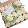 Floroom Artificial Flowers 20pcs Real Looking Ivory High-Centered Foam Fake by Floroom