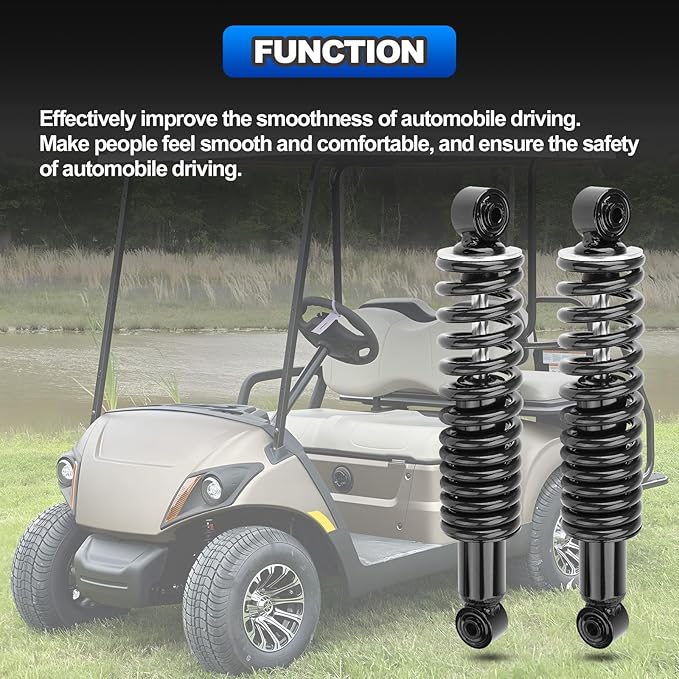 Rear Golf Cart Shock Absorbers Heavy Duty with Springs Compatible with 1995-up Yamaha Gas and Electric G14 G16 G19 G20 G22 G29 Models Replace# JN4-F2210-00, JN3-F2210-00 (BLACK)