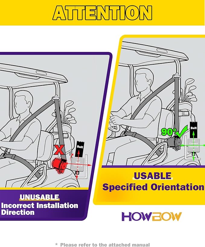 HOWBOW Golf Cart Seat Belt kit
