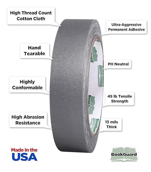 BookGuard 1 Inch Premium Bookbinding Repair Cloth Tape, 15 Yard Roll - Image 2