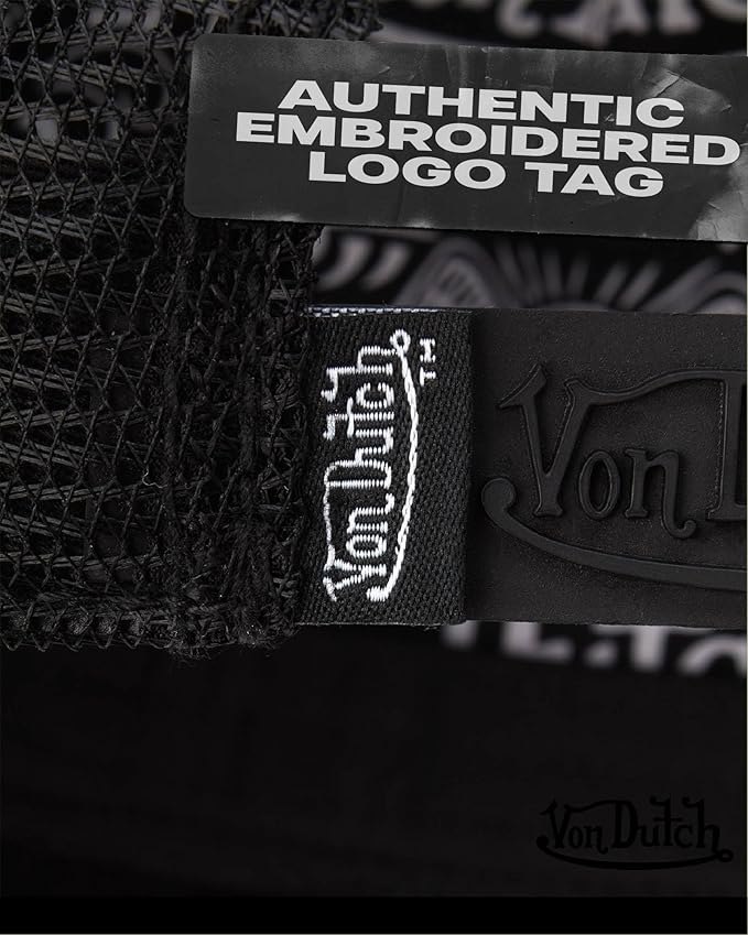 Von Dutch Unisex Trucker Hat - Velvet Curved Bill Mesh Back Retro Classic Adjustable Snapback Baseball Cap for Men and Women