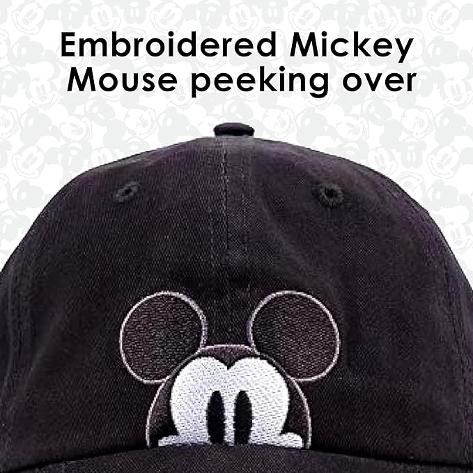 Disney Mickey Mouse Dad Hat, Cotton Adjustable Baseball Cap with Curved Brim