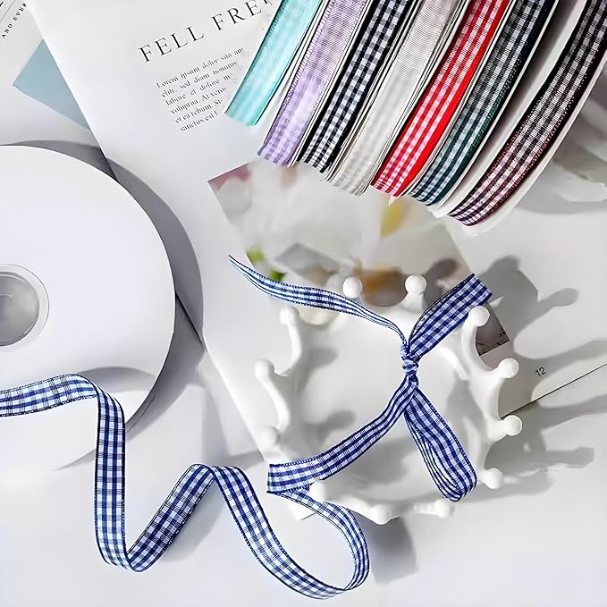 Classic Gingham Checkered Ribbon, DIY Projects, Hair Bows, Scrapbooking & Party - Image 6