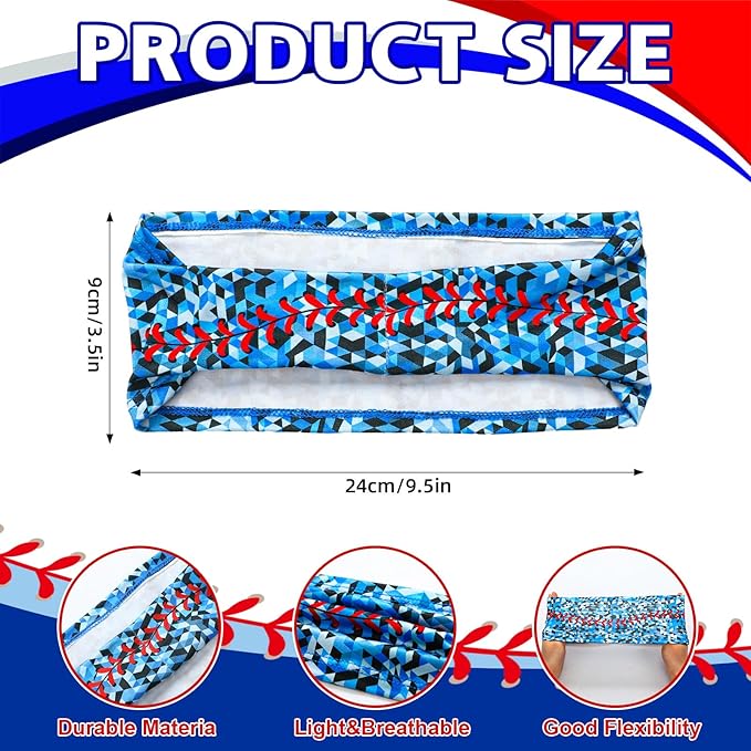 Shyyween 6 Pcs Baseball Headband Elastic Polyester Sweatband for Baseball Basketball Football Golf Headscarf Stuff Women Men Accessory Team Gift