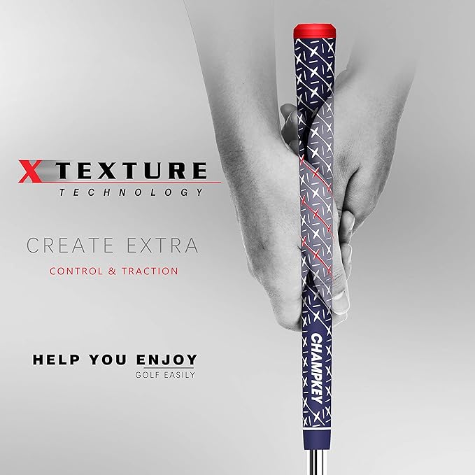 CHAMPKEY X Rubber Golf Grips 13 Pack - All Weather Performance with 15 Tapes and Repair Kits