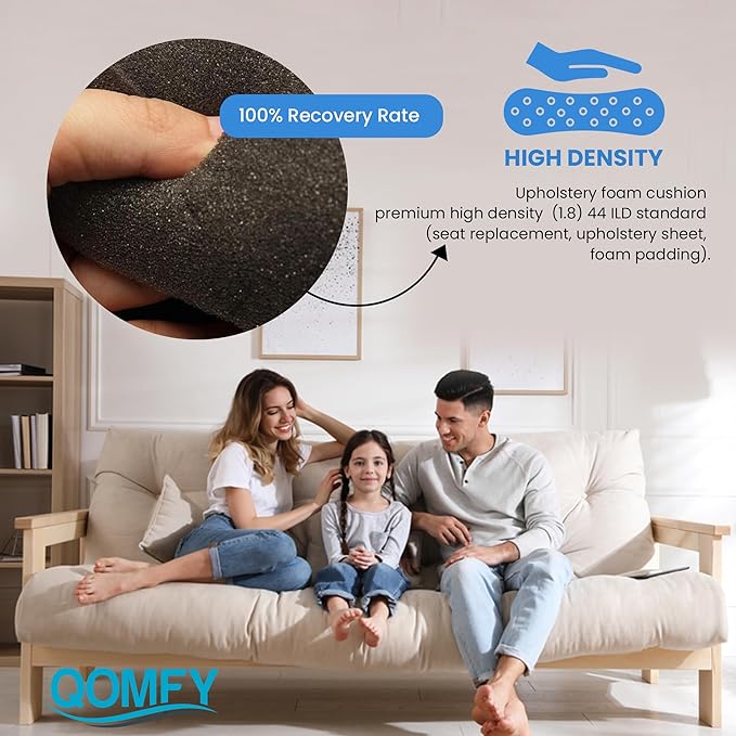 QOMFY 3" Height x 18" Width x 42" Length Charcoal Upholstery Foam Sheet | Made - Image 3