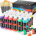 Caliart Acrylic Paint Set With 12 Brushes, 24 Colors Art Craft Paints by Caliart