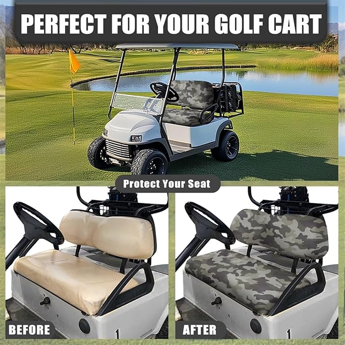 Bulopur Green Camouflage Club Car Seat Covereat Cover Breathable Portable Golf Cart Seat Covers Ezgo Txt RXV/Club Car DS Precedent 2 Person Seats Golf Carts