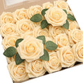 Floroom Artificial Flowers 50pcs Real Looking Creamy Yellow Foam Fake Roses by Floroom