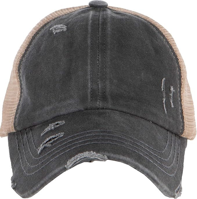 Funky Junque Trucker Hat for Women – Distressed Low Profile Western Camo Baseball Cap with Mesh, Trendy and Adjustable Fit