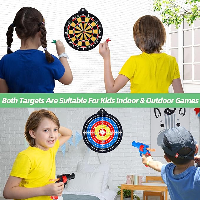 Magnetic Dart Board for Kids-12Magnetic Dart/Sticky Balls Or 2 Toy Gun+40 Foam - Image 7