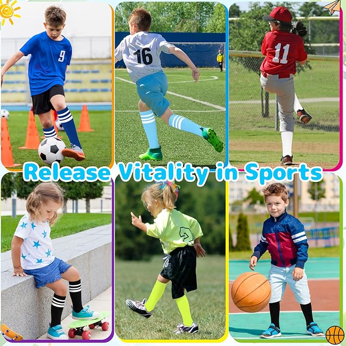 Olreco 1 Pack Toddler Kids Youth Soccer Socks Girls Boys Baseball Socks Youth Knee High Softball Football Accessories Cotton