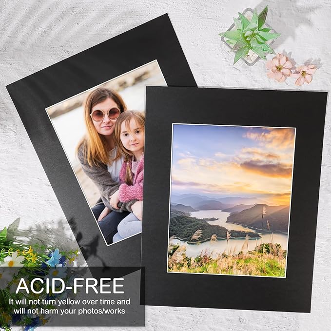 Prudiut 15 Pack 11x14 Black Picture Mats, Frame Mattes - Image 4