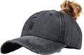 Eohak Ponytail Baseball Hat Distressed Retro Washed Womens Twill