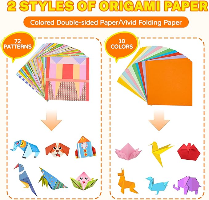 Craft Origami Paper for Kids, 204 Sheets Colorful Folding Paper - Image 4