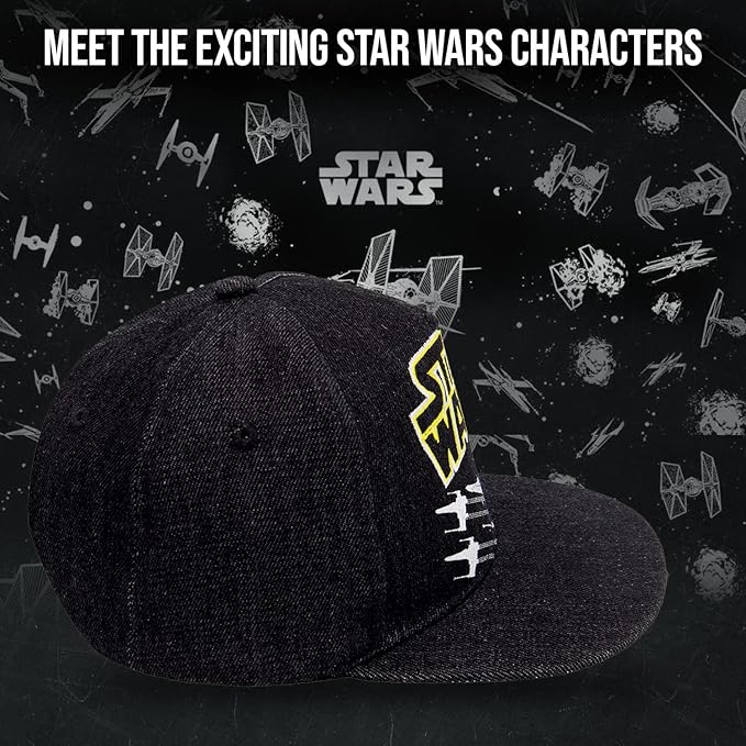 Star Wars Classic Embroidered Logo Flatbrim Baseball Cap Hat, Boys Youth