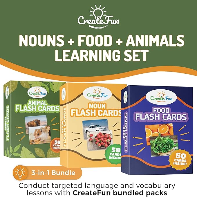 150 Noun Food and Animal Flash Cards Set, Montessori Educational Games - Image 3