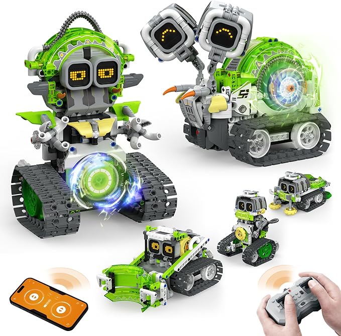 5in1 STEM AI Robot Toys Building Set, Coding Interactive Educational Christmas by Opmind