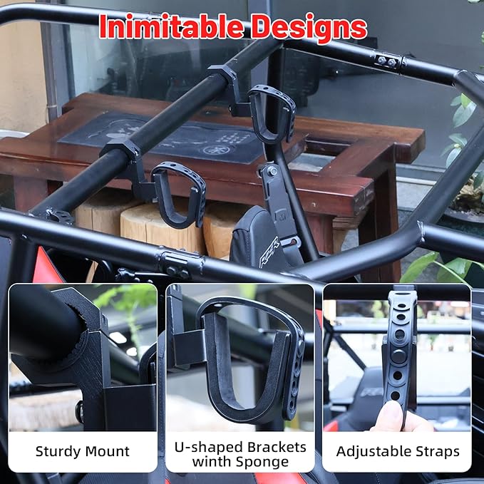 StarknightMT UTV Gun Holder - Roll Bar Tool Gun Rack Fits for 1", 1.5",1.75", and 2" Roll Bar UTV Rack, Gun Mount Compatible with Polaris RZR Ranger Can-Am Kawasaki Snowmobile Golf Cart