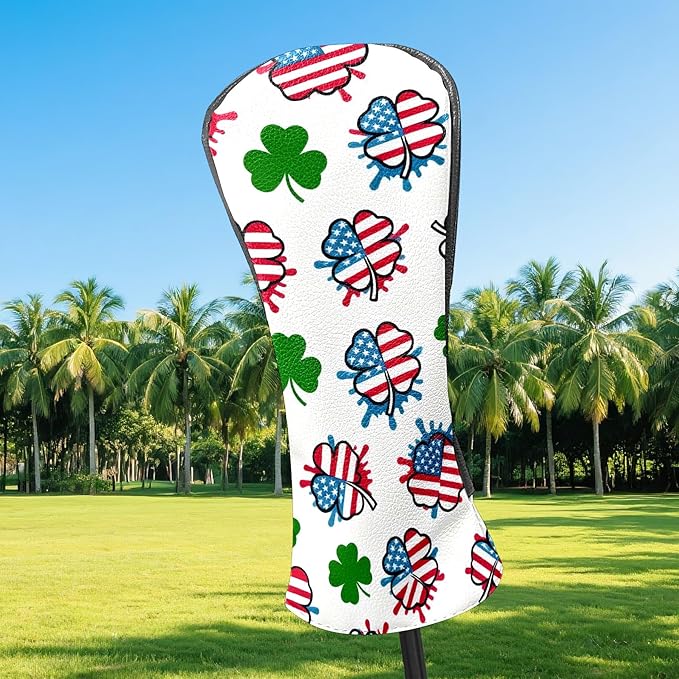 Golf Headcovers Fits Driver Hybrid Fairway 3/5 Wood, Waterproof PU Leather Golf Club Protector, Ideal Sports Accessories & Golfer Gift Colorful Geometry