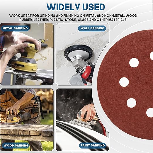 5 Inch 8 Hole Sanding Discs, Round Aluminum Oxide Sand Paper Discs - Image 6