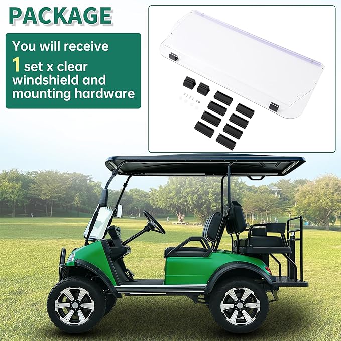 ECOTRIC Golf Cart Clear Windshield Compatible with Evolution Classic and Forester All Models 2016-up Flip Folding Down Windshield Foldable Windscreen PC