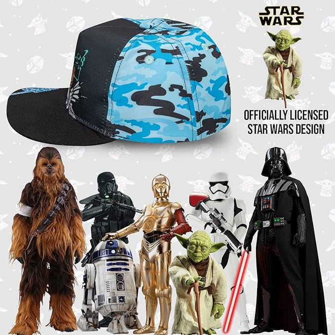 Star Wars Classic Embroidered Logo Flatbrim Baseball Cap Hat, Boys Youth