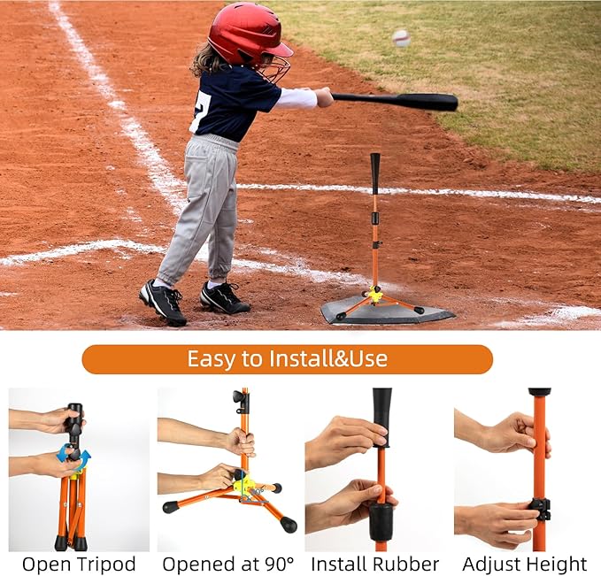 23.5 to 39.76 Inches Baseball Tee for Kids, Batting Tees for Baseball with Carry Bag, Portable Stable Tanner Tee, Baseball Training Equipment Aged 5-12, Softball Tee for Batting and Hitting