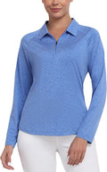 MoFiz Women's Golf Polo Shirt Long Sleeve Collared 1/4 Zip Stretch Soft Athletic Tops for Tennis Hiking & Outdoor Sports