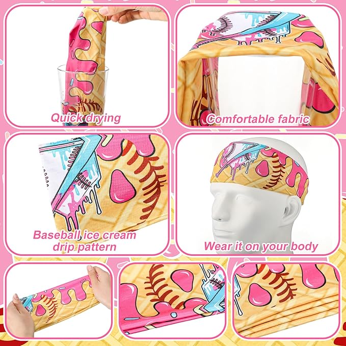 ramede Baseball Ice Cream Drip Party Favors Ice Cream Arm Sleeves Baseball Headbands Team Stuff Gift