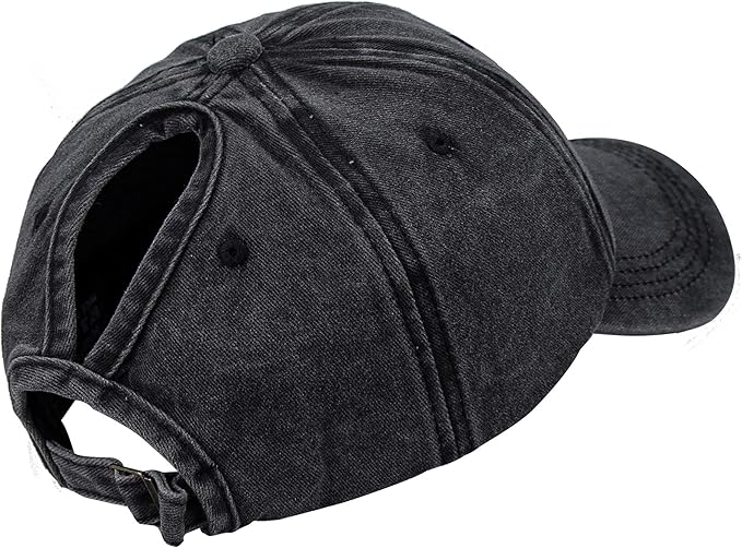 Eohak Ponytail Baseball Hat Distressed Retro Washed Womens Twill
