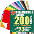 Standard 6 Inch One Sided 23 Colors 200 Sheets Square Easy Fold Premium by TAROSORIGAMISTUDIO