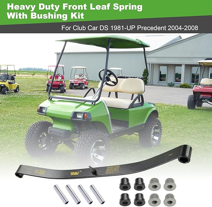 10L0L Golf Cart Heavy Duty Front Leaf Spring with Bushing Kit Fits Club Car DS 1981-UP Precedent 2004-2008, Replaces Club Car OEM Number(s): 1010136 1012030 1012322 1013867