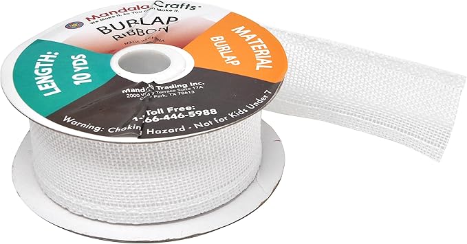 Mandala Crafts White Burlap Ribbon 1.5 Inches Wide Jute Ribbons - Image 4