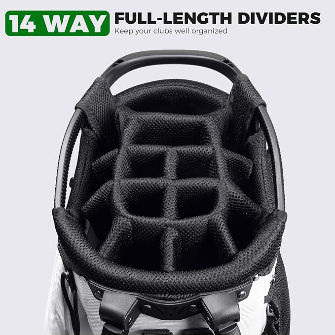 Findway 14 Way Golf Stand Bag, Lightweight Golf Bag with Stand for Men Women, Golf Club Carry Bag with Dual Strap, Rain Cover, Multiple Pockets, Golf Ball Holder