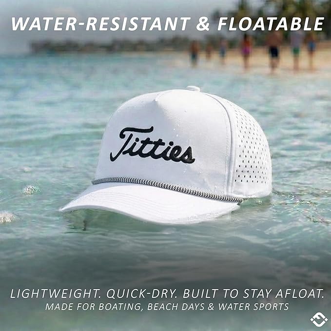 Funky Junque Performance Waterproof Golf Rope Hat – Cool Breathable Workout 5 Panel Snapback Cap for Men