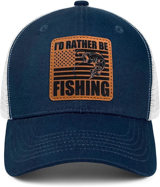 Fishing Hat Fishing Gifts for Men Bass Fish Flag Gear Accessories Stuff Trucker Hat Snapback Baseball Cap