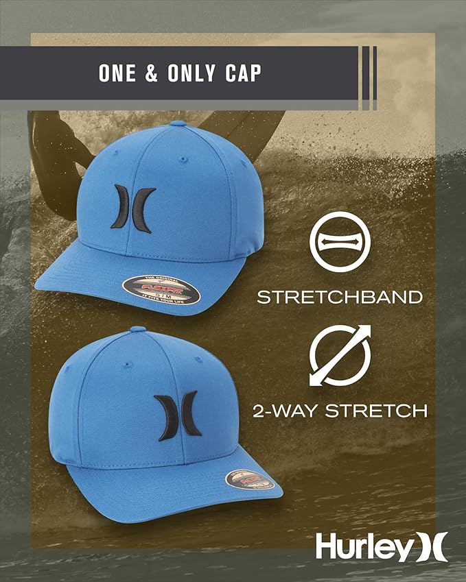 Hurley Men's Caps - One & Only Flexfit Baseball Cap - Fitted Hats for Men (S-XL)