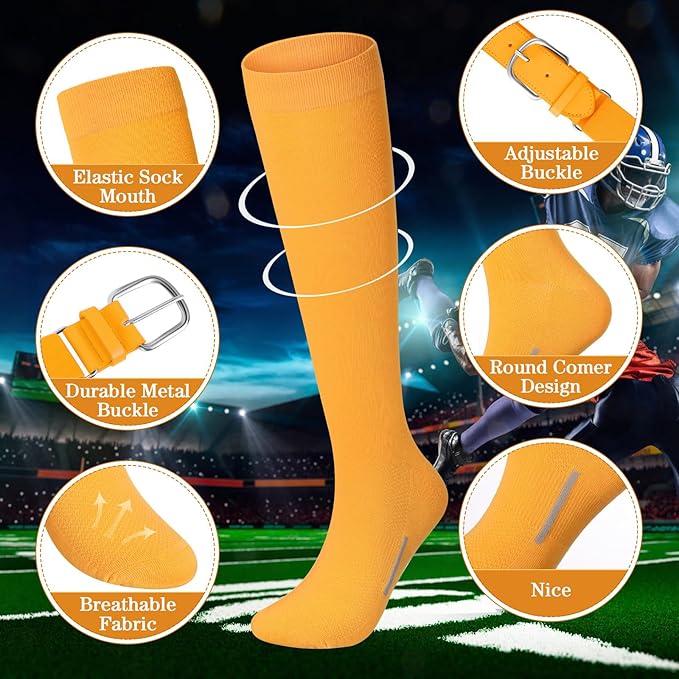 Haysandy Baseball or Softball Sock and Belt Combo Set 3 Football Baseball Socks with Softball Belt for Youth Boys Kids