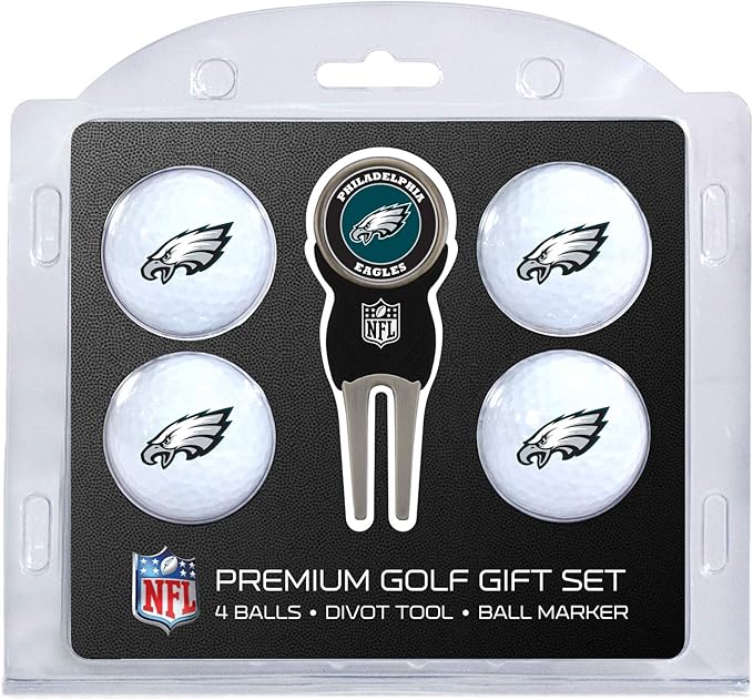 Team Golf NFL Regulation Size Golf Balls (4 Count) & Divot Tool with Removable Double-Sided Magnetic Marker