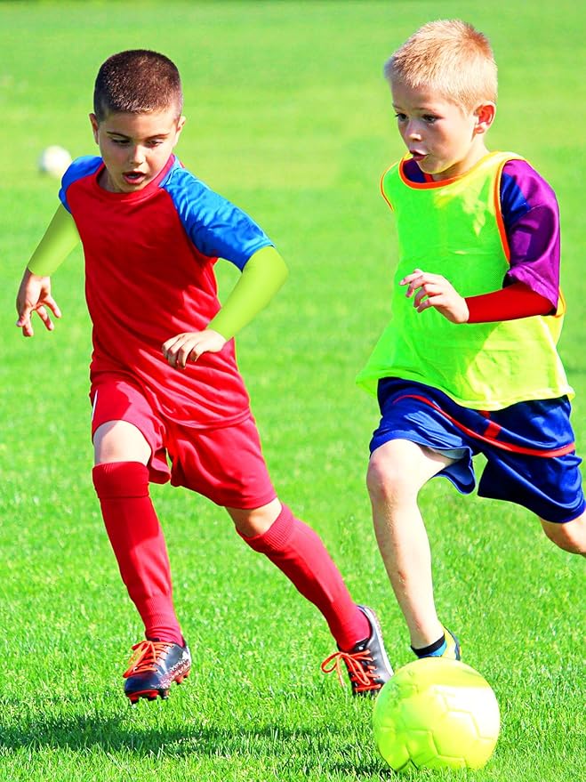 12 Pairs Sports Arm Sleeves for Kids Basketball Baseball Arm Sleeves UV Sun Protection Cooling Arm Cover Sleeve