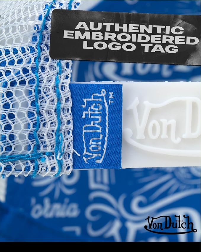 Von Dutch Unisex Trucker Hat - Velvet Curved Bill Mesh Back Retro Classic Adjustable Snapback Baseball Cap for Men and Women